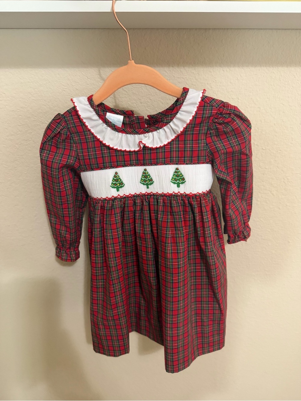 Edgehill Collection Red and Green Plaid Smocked Christmas Dress